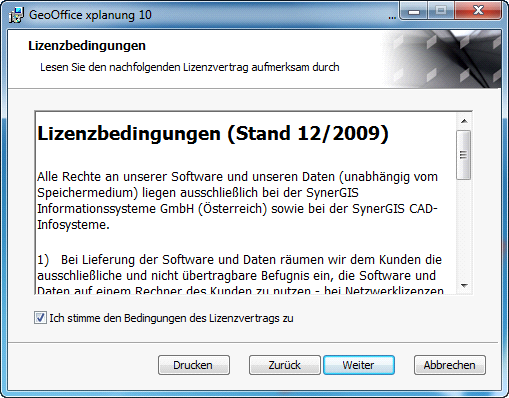 GeoOffice XPlanung 10 Setup – Lizenzbedingung GeoOffice XPlanung 10 Setup – Lizenzbedingung