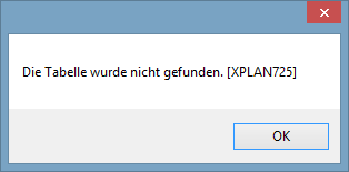 fehlende oder fehlerhafte Tabelle bzw. Feature Klasse