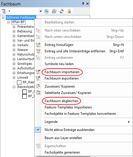 Fachbaum importieren/abgleichen
