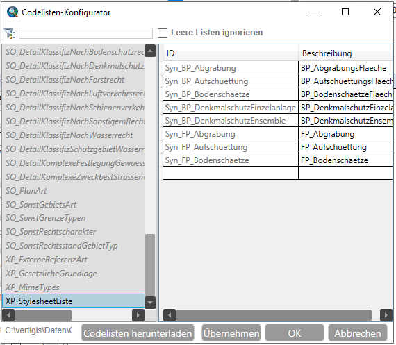 Setzen eines neuen Eintrages in der Codeliste über den Konfigurator