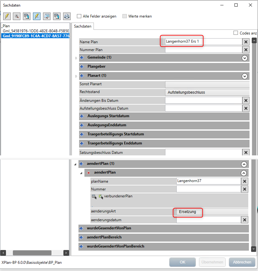 Sachdateneingabe bei Ersetzung Sachdateneingabe bei Ersetzung