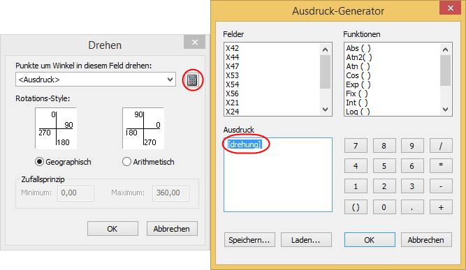 Ausdrucks-Generator für das Drehungsfeld