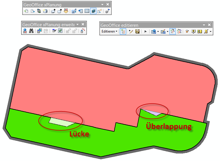 Beispiel: Lücken und Überlappungen in einem Änderungsplan